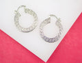 18K Rhodium Filled Greek Lever back French Hook Hoop Earrings (K251)