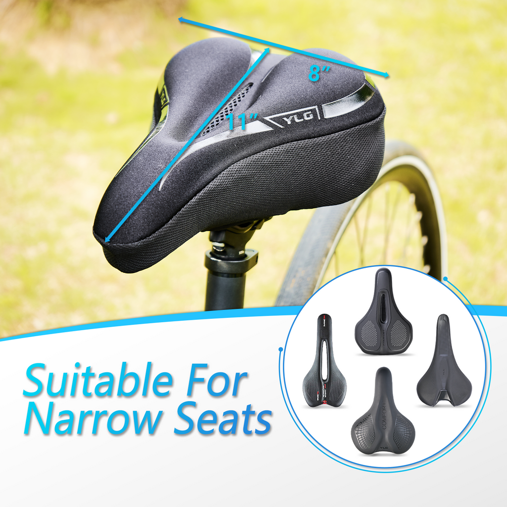 YC 4, YLG Memory Foam Bike seat Cover Black 11" x 7"