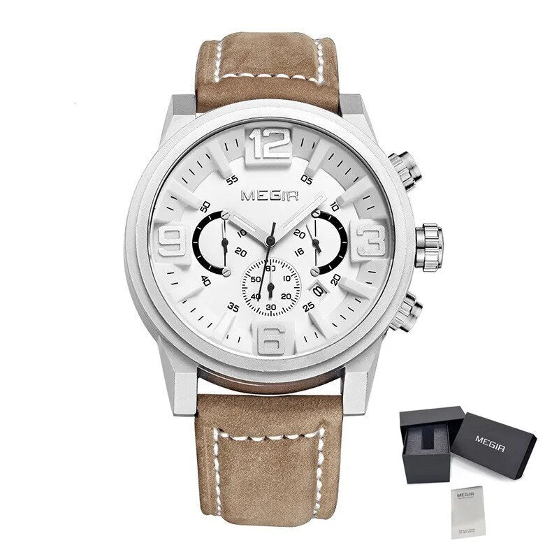 MEGIR Luxury Watches for Men Quartz Chronograph Waterproof Calendar Luminous Sport Military Wristwatch Clock Reloj Hombre 3010
