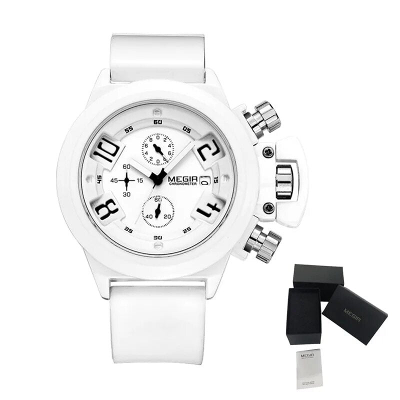 MEGIR Men Watches Luxury Fashion Sport Military Chronograph Luminous Date Quartz Wristwatch Clock Big Dial Relogio Masculino 2002