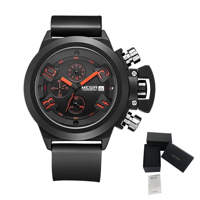 MEGIR Men Watches Luxury Fashion Sport Military Chronograph Luminous Date Quartz Wristwatch Clock Big Dial Relogio Masculino 2002