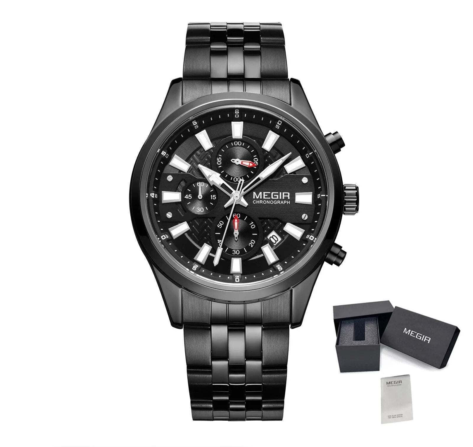 MEGIR Fashion Men Watches Luxury Business Wristwatch Stainless Steel Quartz Watch Calendar Luminous Man Clock Relogio Masculino 2154