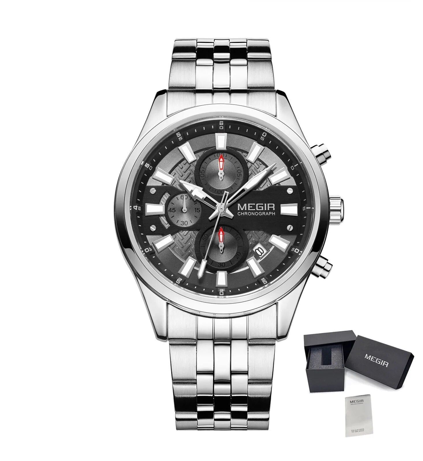 MEGIR Fashion Men Watches Luxury Business Wristwatch Stainless Steel Quartz Watch Calendar Luminous Man Clock Relogio Masculino 2154