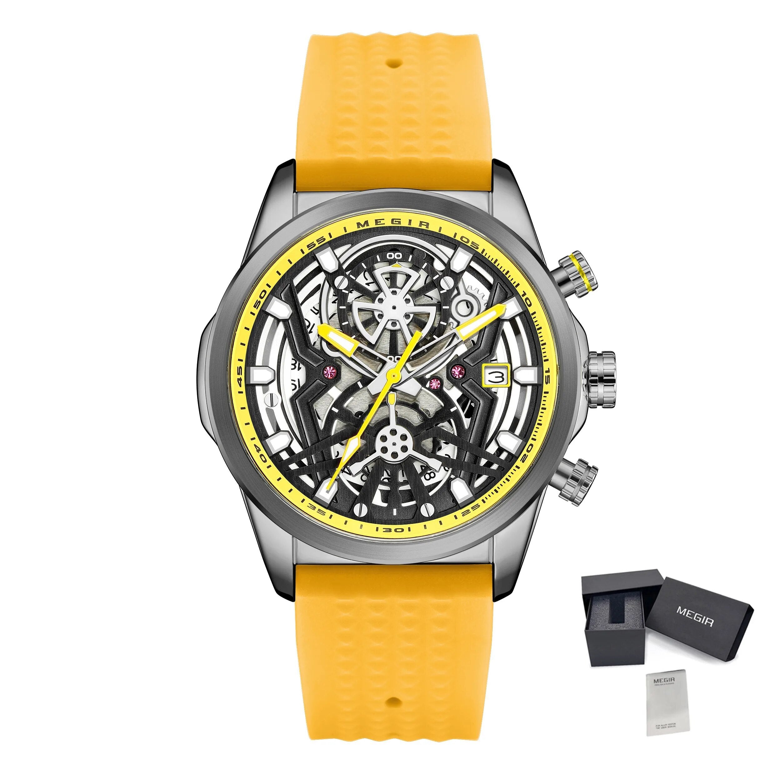 MEGIR Men's Watch Chronograph Fashion Quartz Wristwatch Waterproof Luminous Sports Military Watches Clock with Auto Date 2235