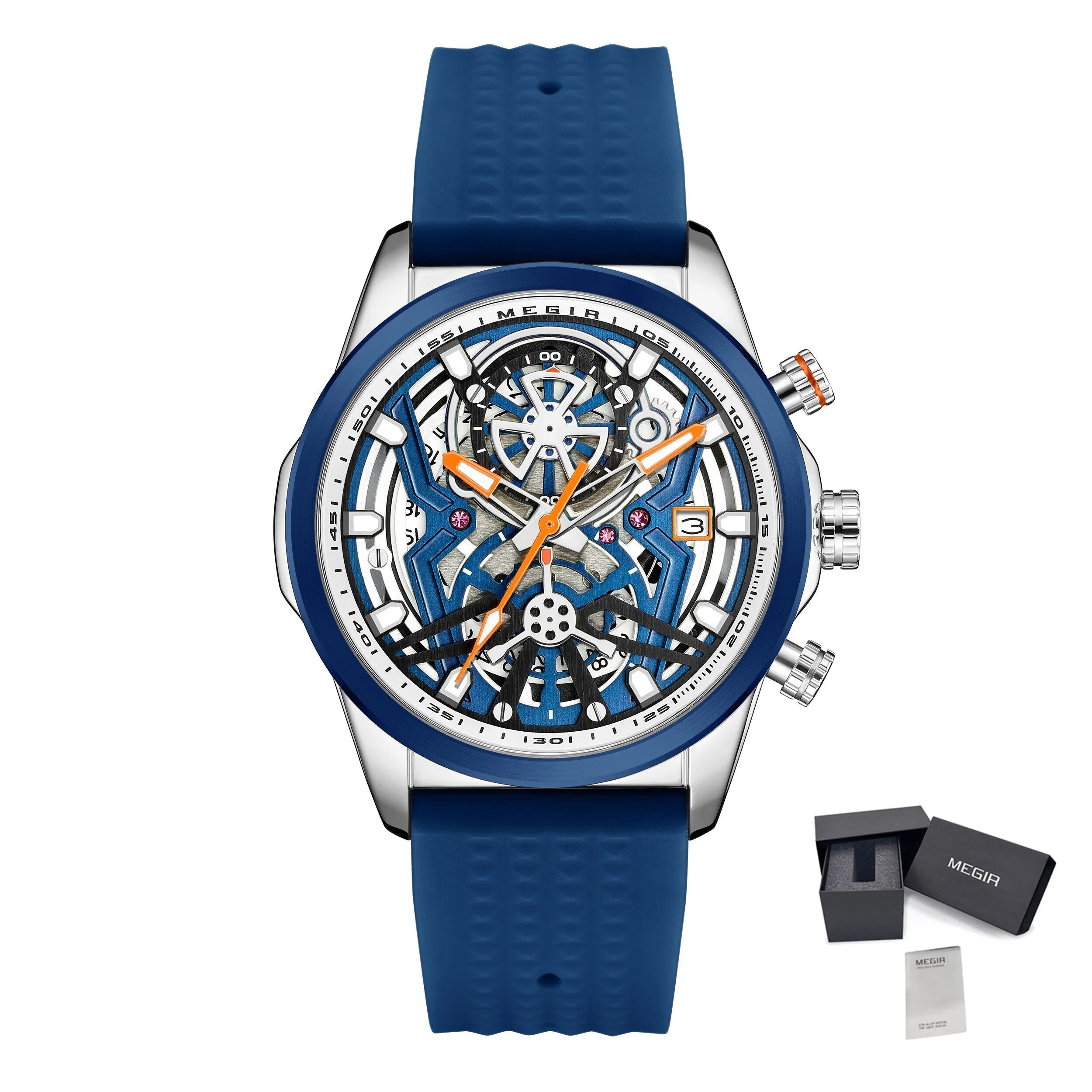 MEGIR Men's Watch Chronograph Fashion Quartz Wristwatch Waterproof Luminous Sports Military Watches Clock with Auto Date 2235