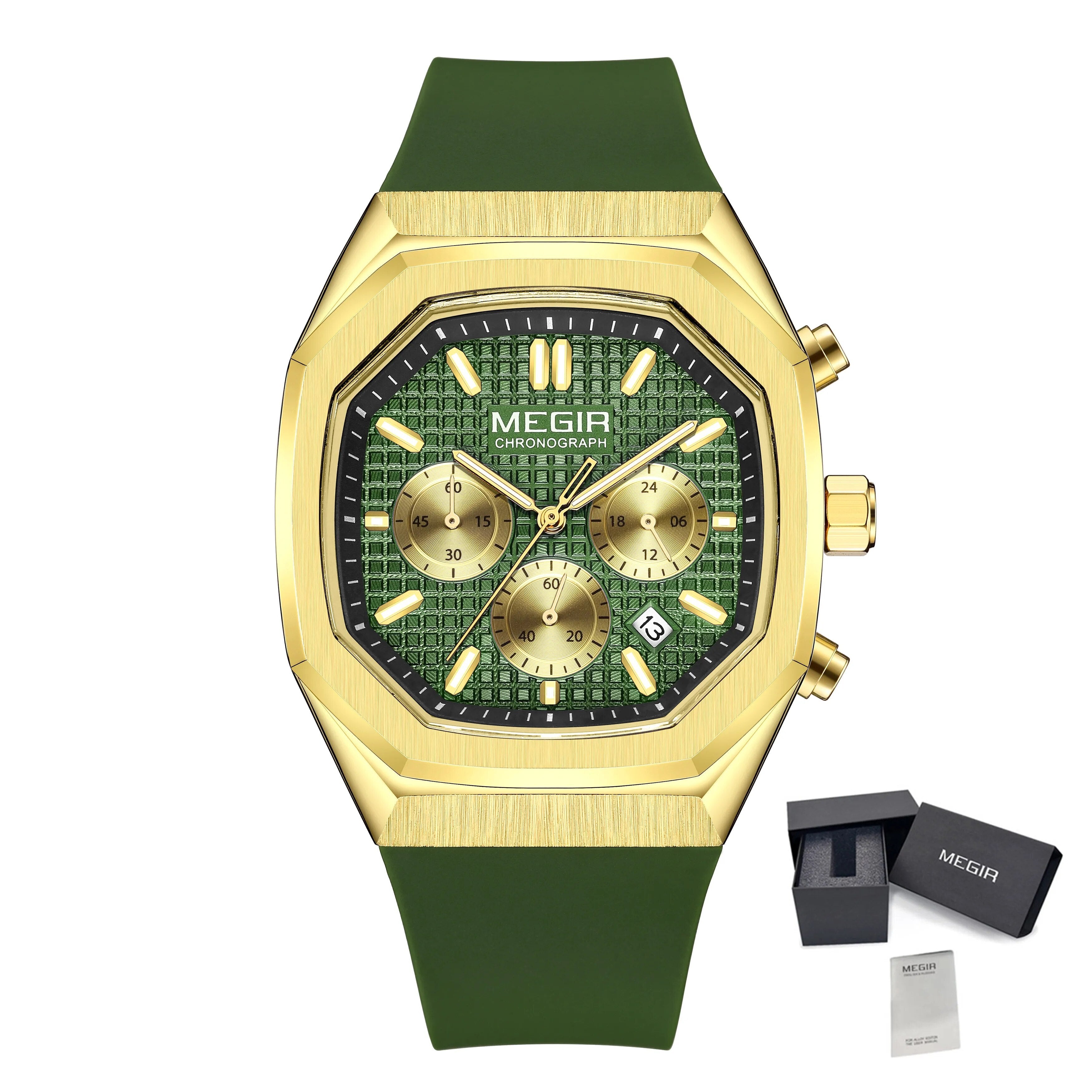 MEGIR Fashion Sport Military Watches for Men Luxury Quartz Wristwatch Silicone Strap Waterproof Date Clock 24-hour Reloj Hombre 2215