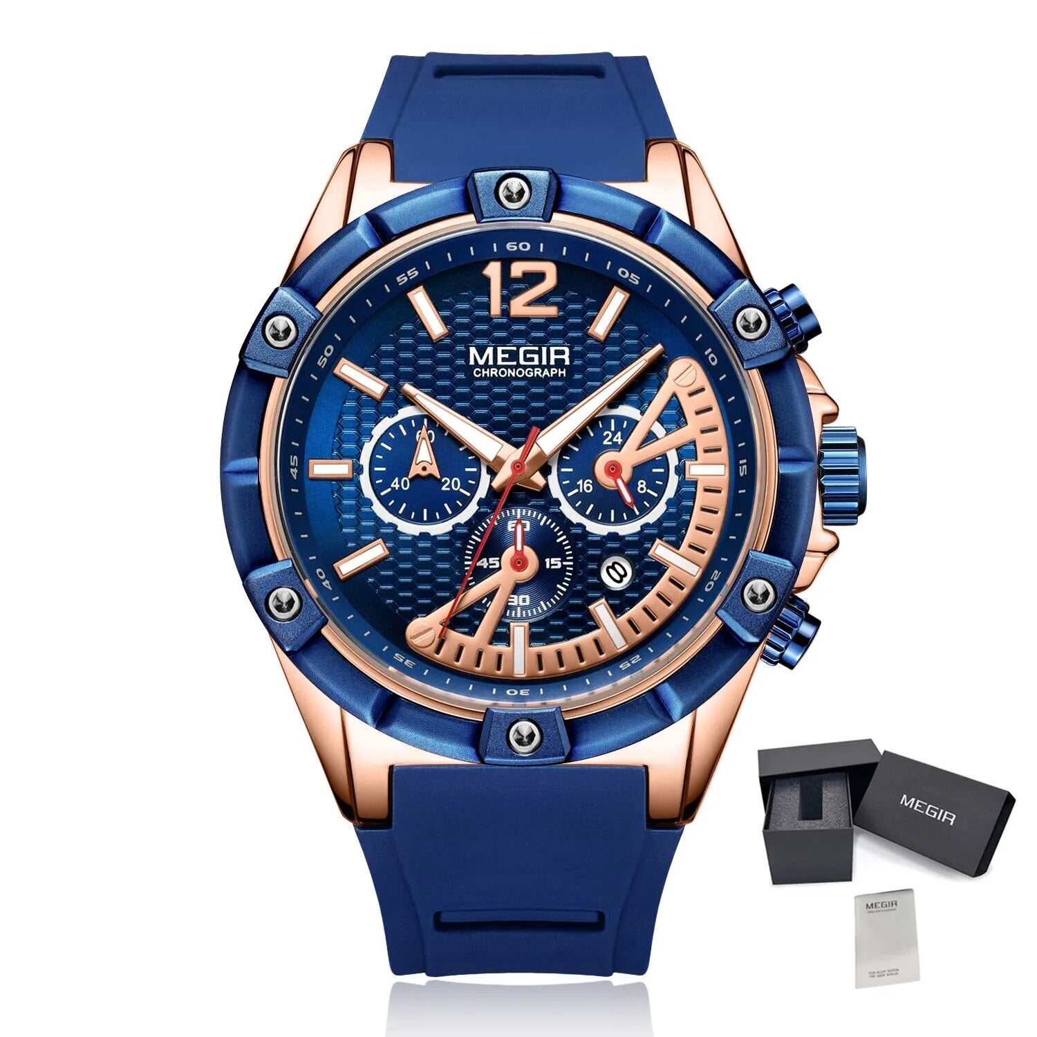 MEGIR Fashion Men Watches Silicone Strap Sport Military Watch Chronograph Waterproof Male Wristwatch Clock Montre Homme 2083