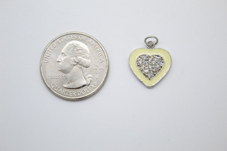 Dainty 18k Gold Fill Purple Blue Teal White Heart Charm CZ Micro Pave Heart
