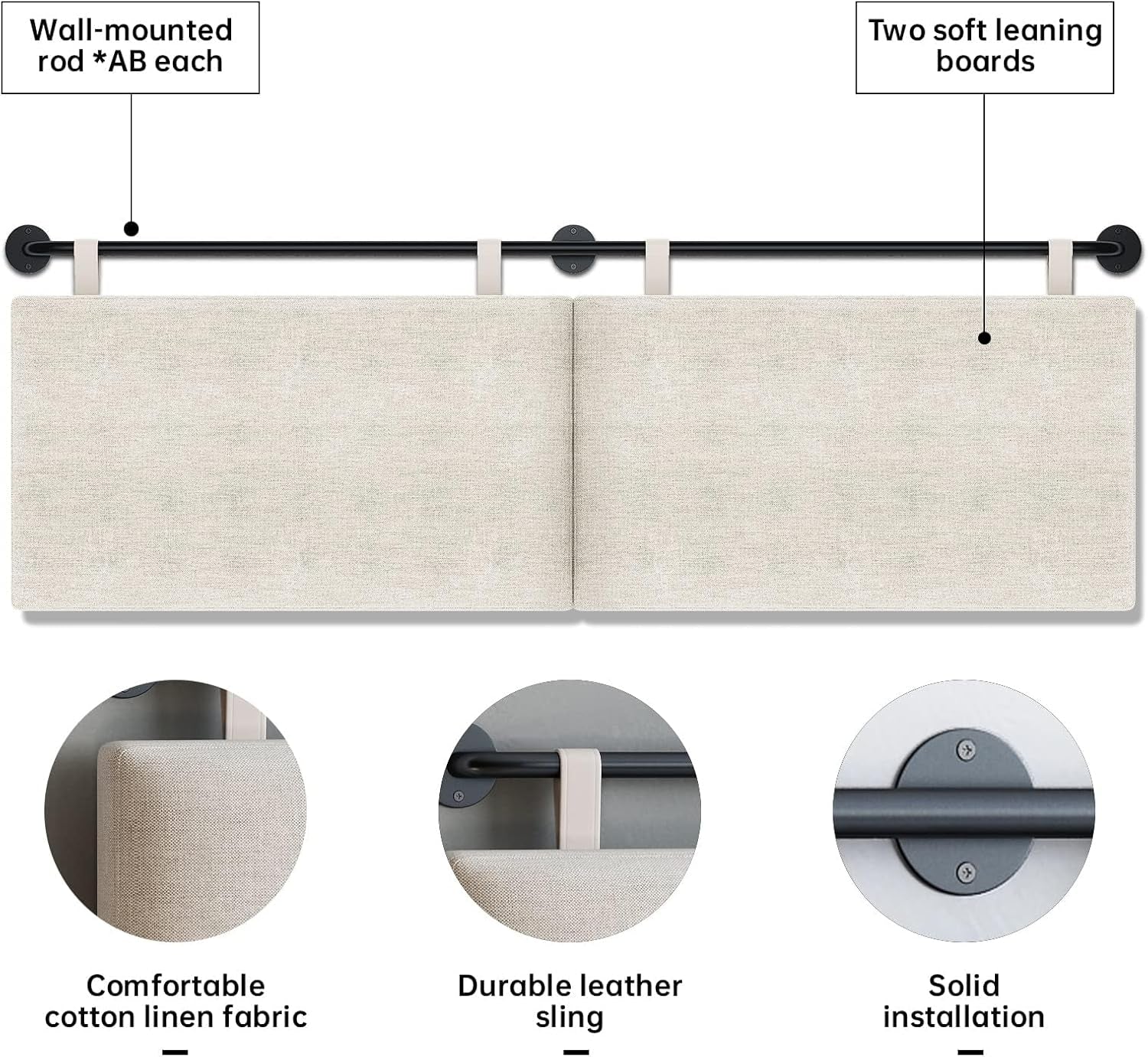 Adjustable Wall Mounted Queen Size Headboard with Tufting