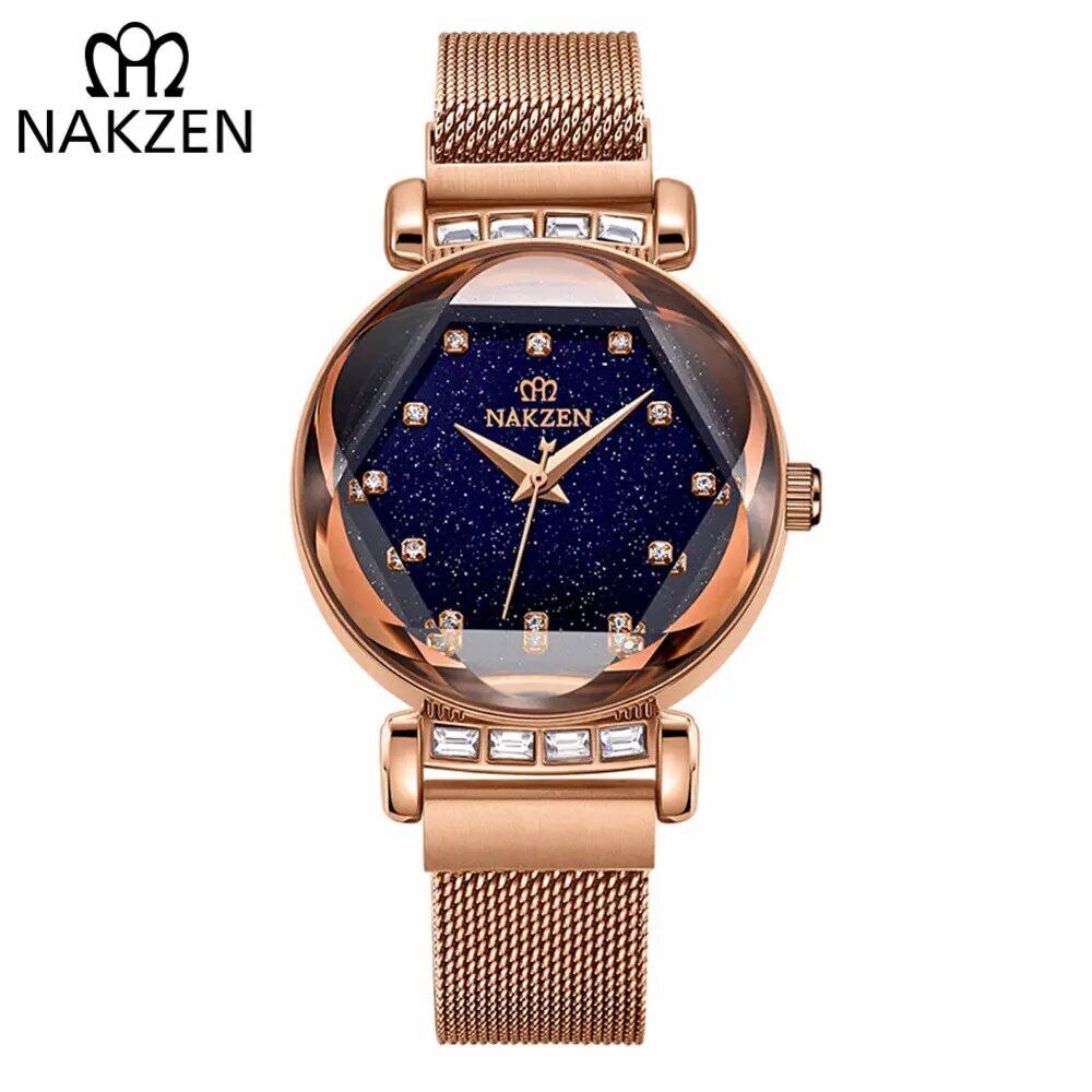NAKZEN Women Diamond Elegant Starry Sky Watches Ladies Creative Roman Fashion Waterproof Quartz Watch Clock relogio feminino 4207