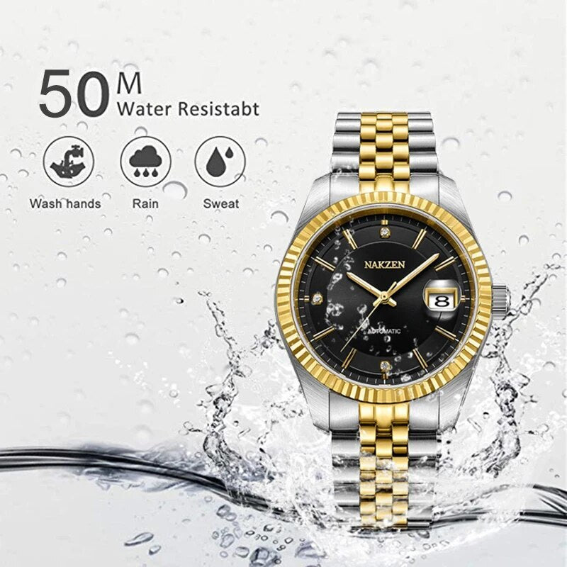 NAKZEN Watch Luxury Men Automatic Mechanical Tourbillon Clock Fashion Sapphire Glass Stainless Steel Waterproof Watches NH35 Mov 6043