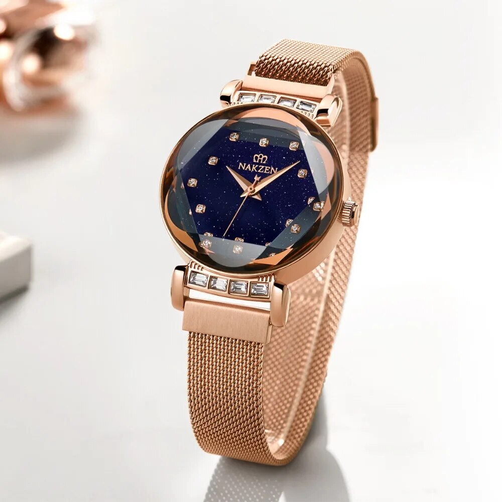 NAKZEN Women Diamond Elegant Starry Sky Watches Ladies Creative Roman Fashion Waterproof Quartz Watch Clock relogio feminino 4207