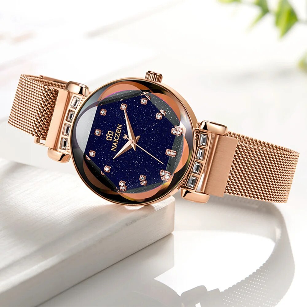 NAKZEN Women Diamond Elegant Starry Sky Watches Ladies Creative Roman Fashion Waterproof Quartz Watch Clock relogio feminino 4207