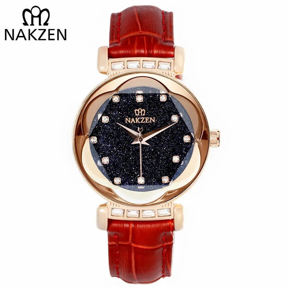 NAKZEN Women Diamond Elegant Starry Sky Watches Ladies Creative Roman Fashion Waterproof Quartz Watch Clock relogio feminino 4207