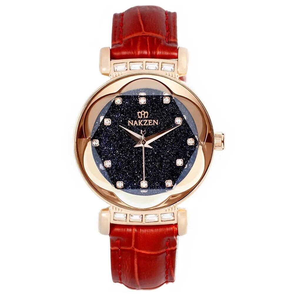 NAKZEN Women Diamond Elegant Starry Sky Watches Ladies Creative Roman Fashion Waterproof Quartz Watch Clock relogio feminino 4207