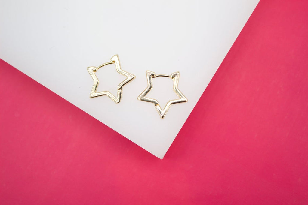 18K Gold Filled Slim Star Huggies (L211)