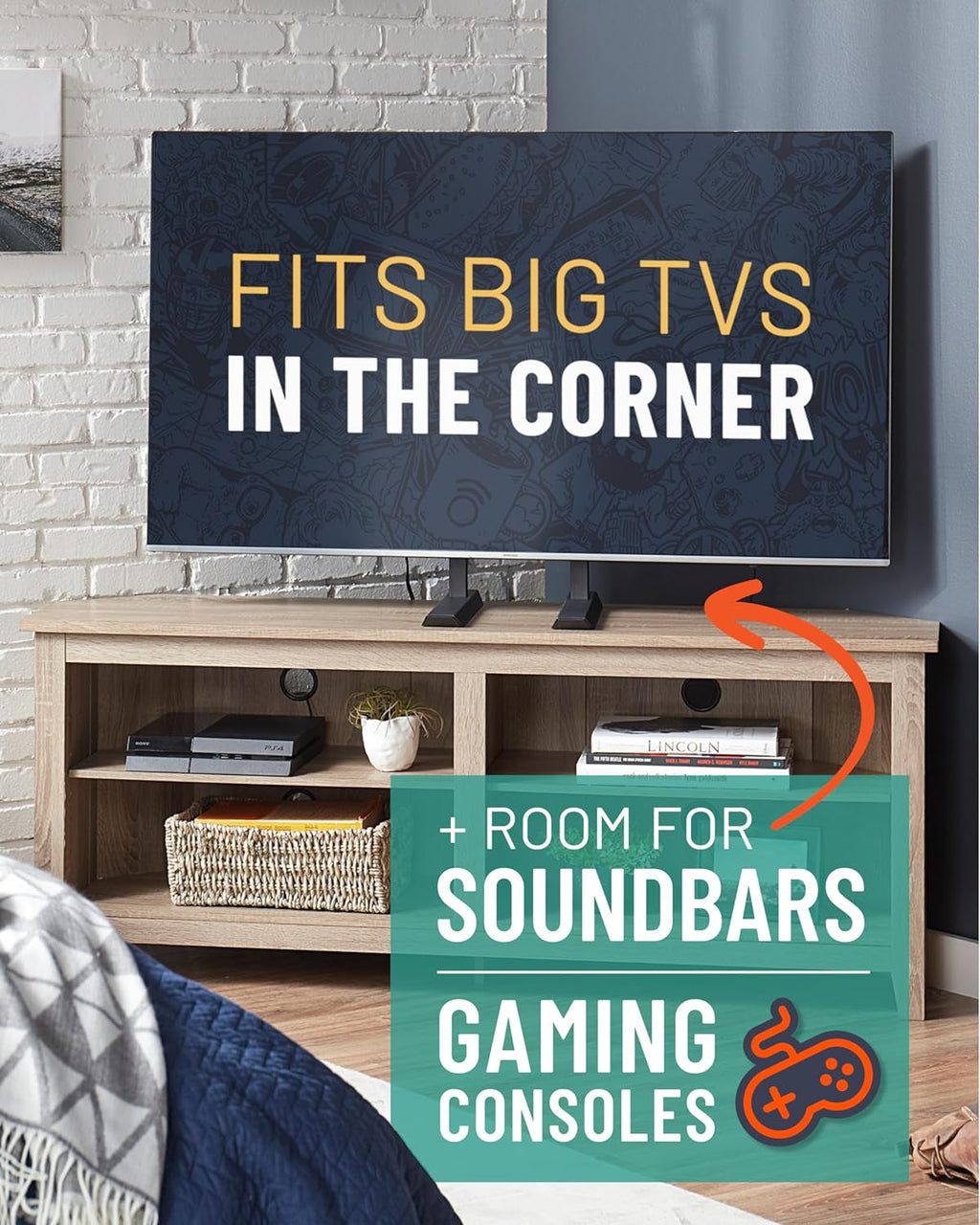 Universal Height Adjustable TV Stand For 49 To 77 Inch TVs