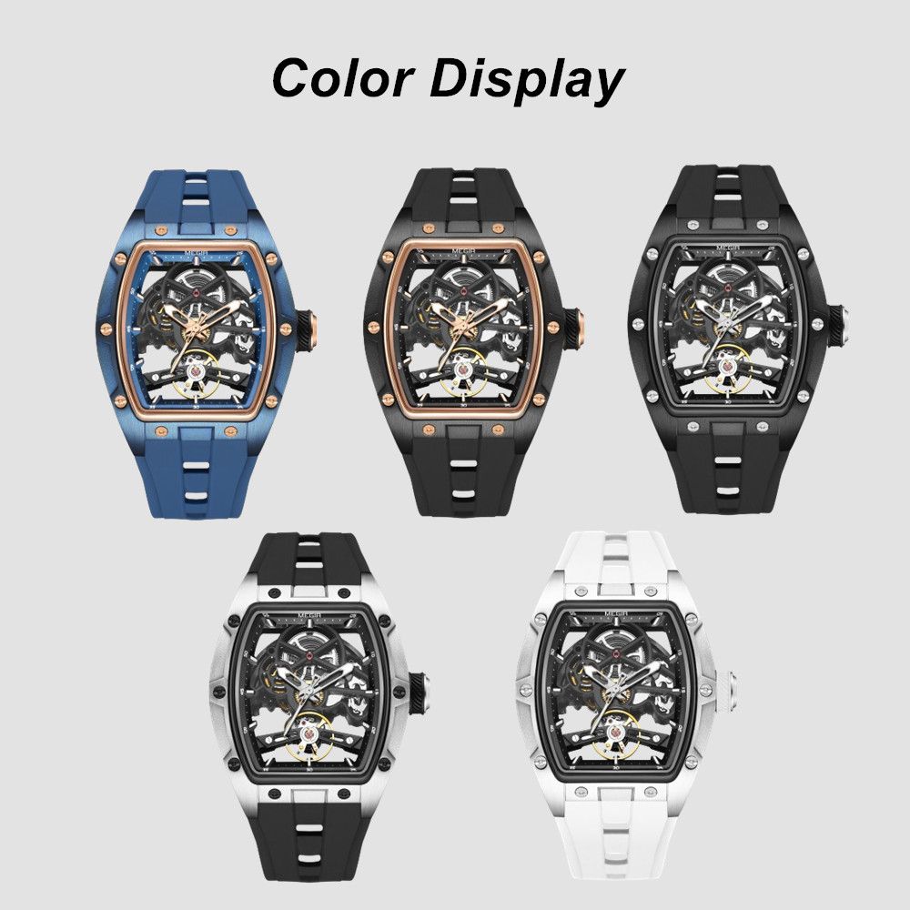 MEGIR Original Fashion Men Watches Automatic Mechanical Watch Steel Case Sport Skeleton Dial Wristwatch Waterproof Clock Reloj Hombre 2242