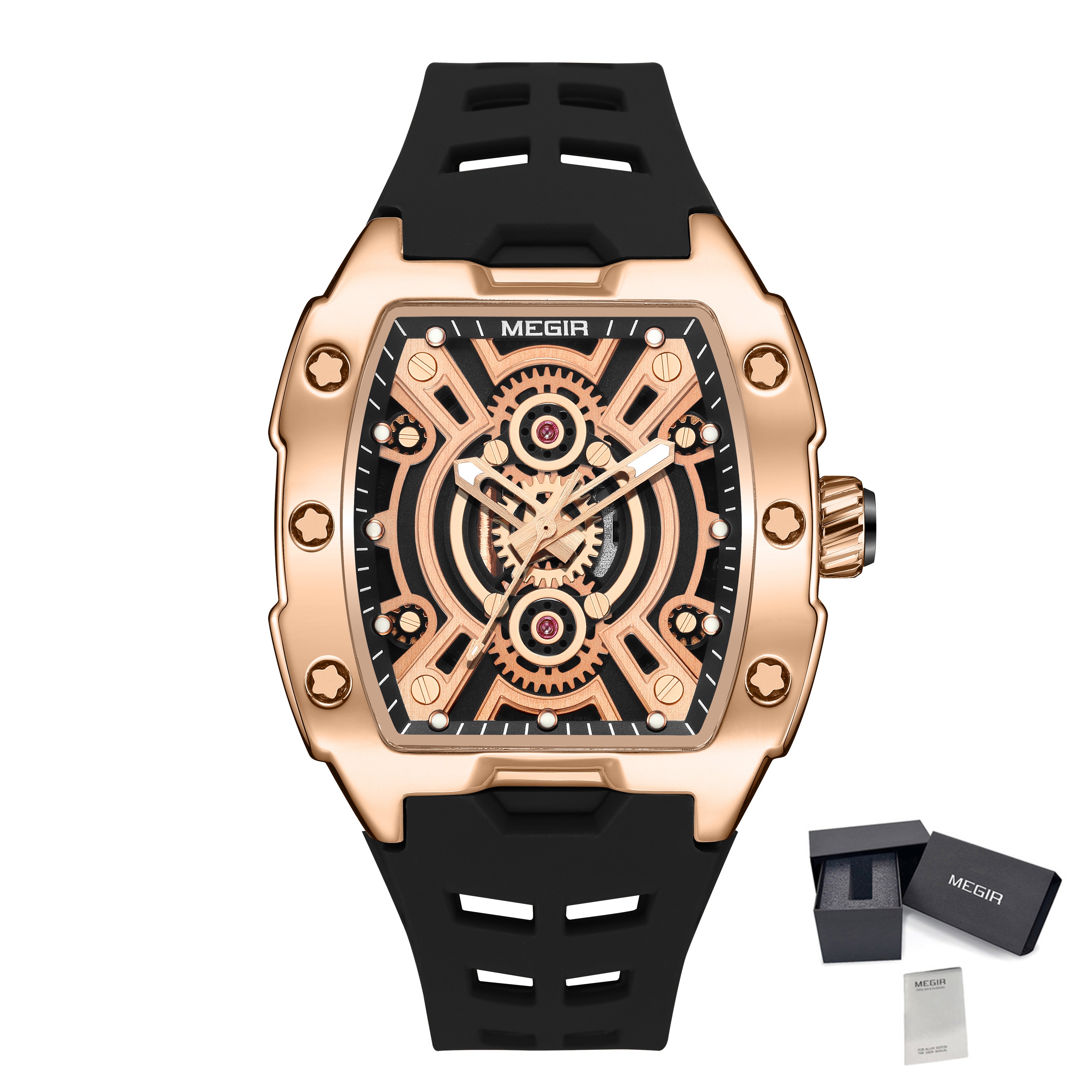 MEGIR Sport Watches for Men Waterproof Male Military Quartz Wristwatch Silicone Strap Large Dial Luminous Watch Montre Homme 8116