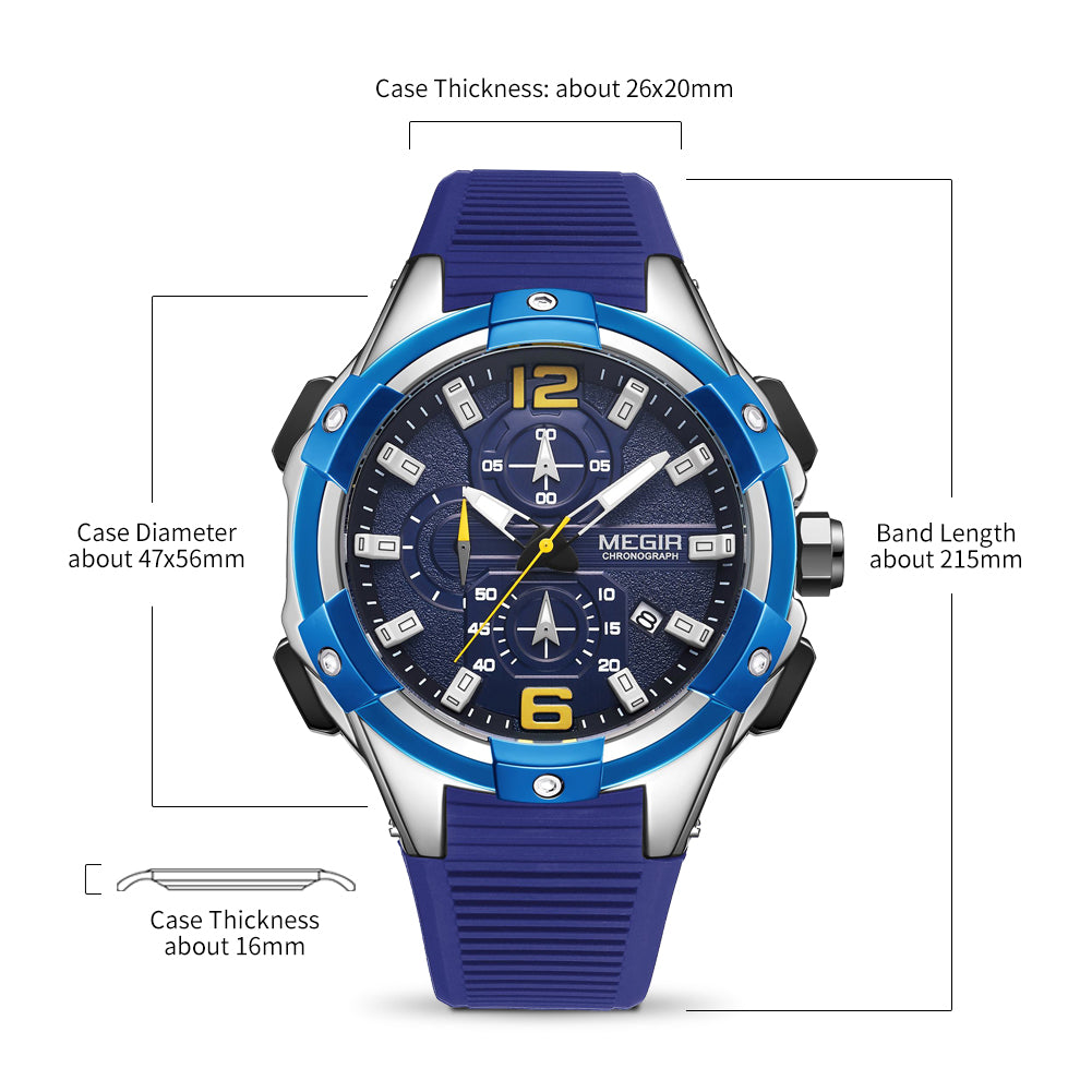 MEGIR Men's Chronograph Original Top Luxury Sports Military Watches for Men Date Luminous Wristwatches Clock Relogio Masculino 2161