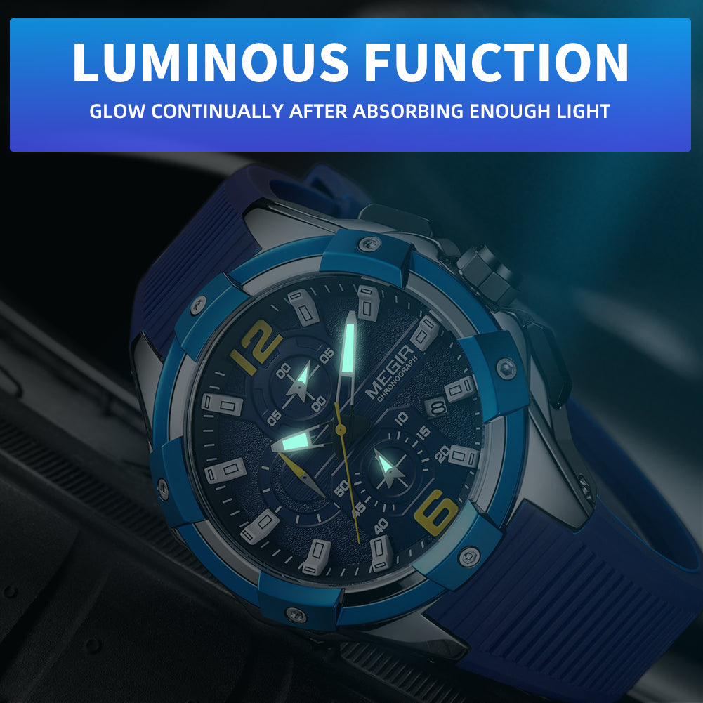 MEGIR Men's Chronograph Original Top Luxury Sports Military Watches for Men Date Luminous Wristwatches Clock Relogio Masculino 2161