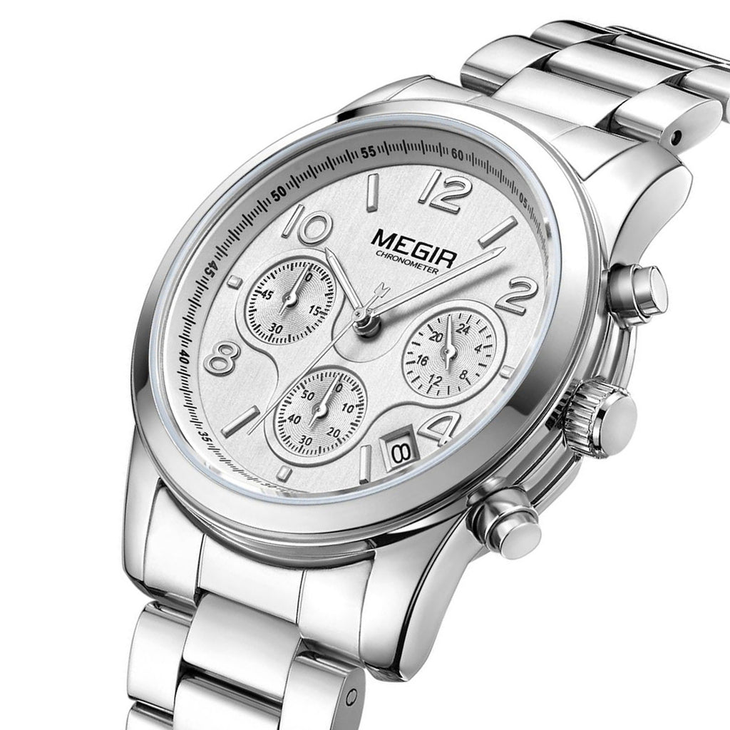MEGIR Luxury Elegant Women Watch Stainless Steel Ladies Quartz Wristwatch Fashion Female Watches Casual Femme Relogio 2057