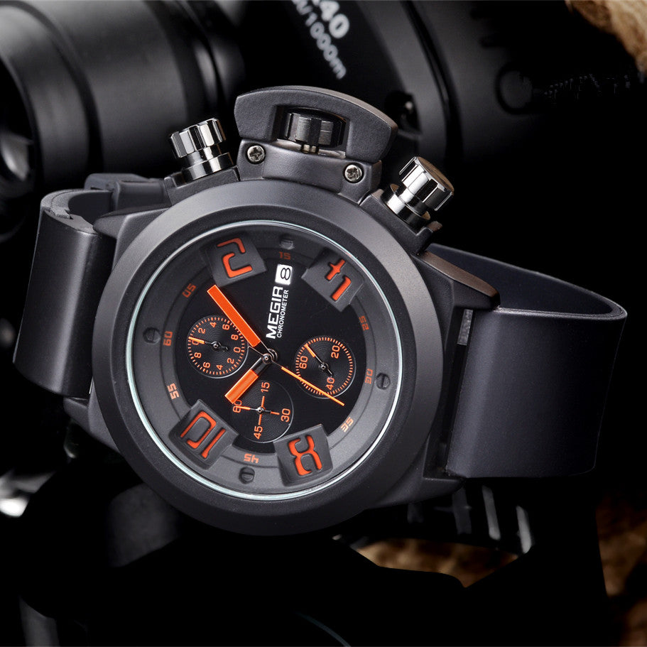MEGIR Men Watches Luxury Fashion Sport Military Chronograph Luminous Date Quartz Wristwatch Clock Big Dial Relogio Masculino 2002