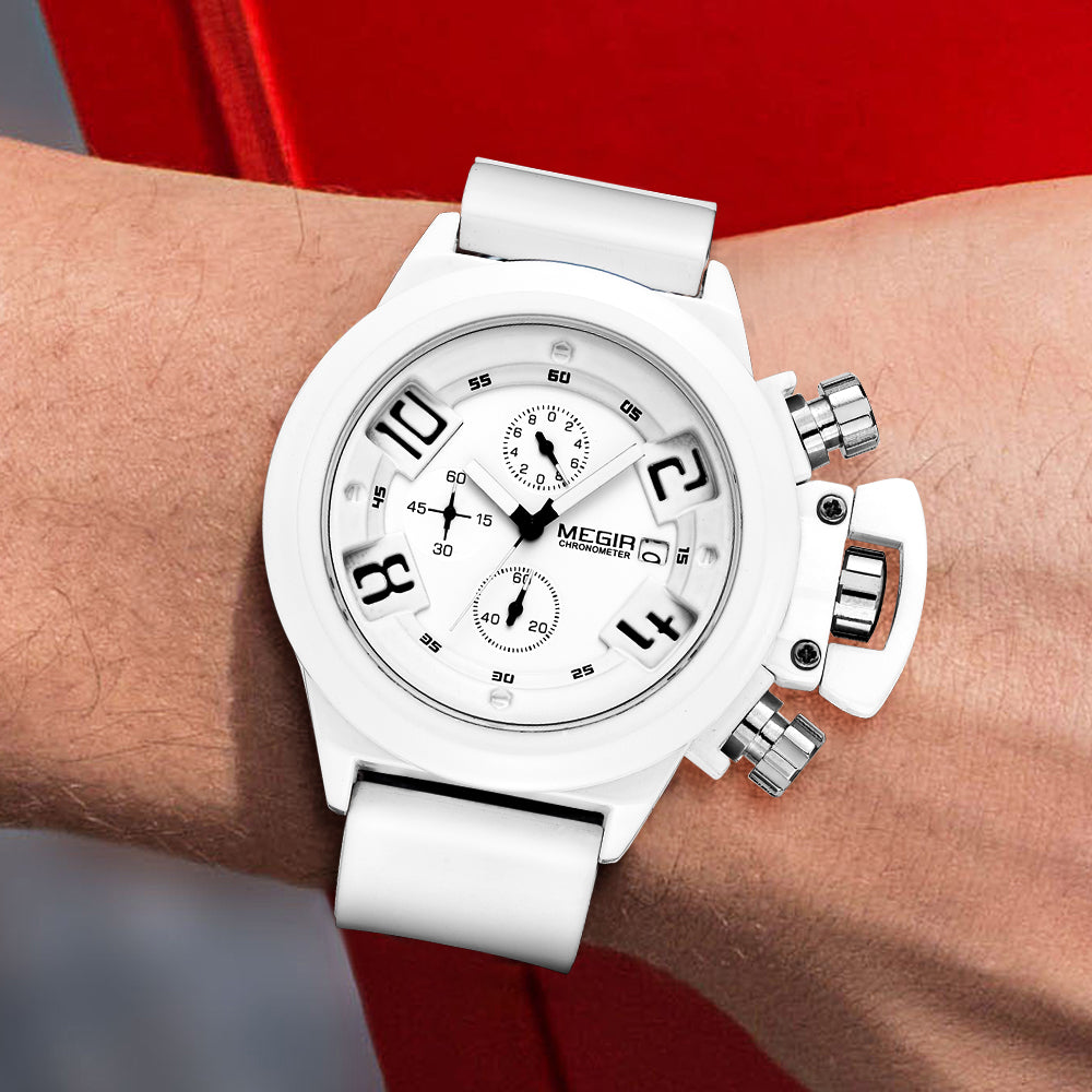 MEGIR Men Watches Luxury Fashion Sport Military Chronograph Luminous Date Quartz Wristwatch Clock Big Dial Relogio Masculino 2002