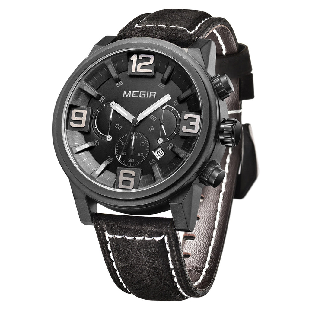 MEGIR Luxury Watches for Men Quartz Chronograph Waterproof Calendar Luminous Sport Military Wristwatch Clock Reloj Hombre 3010