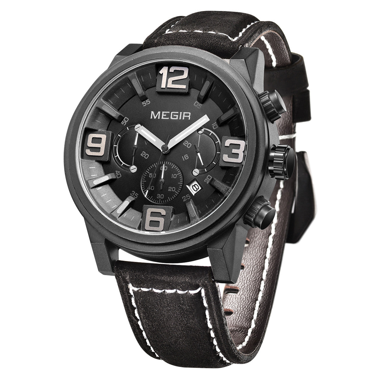 MEGIR Luxury Watches for Men Quartz Chronograph Waterproof Calendar Luminous Sport Military Wristwatch Clock Reloj Hombre 3010