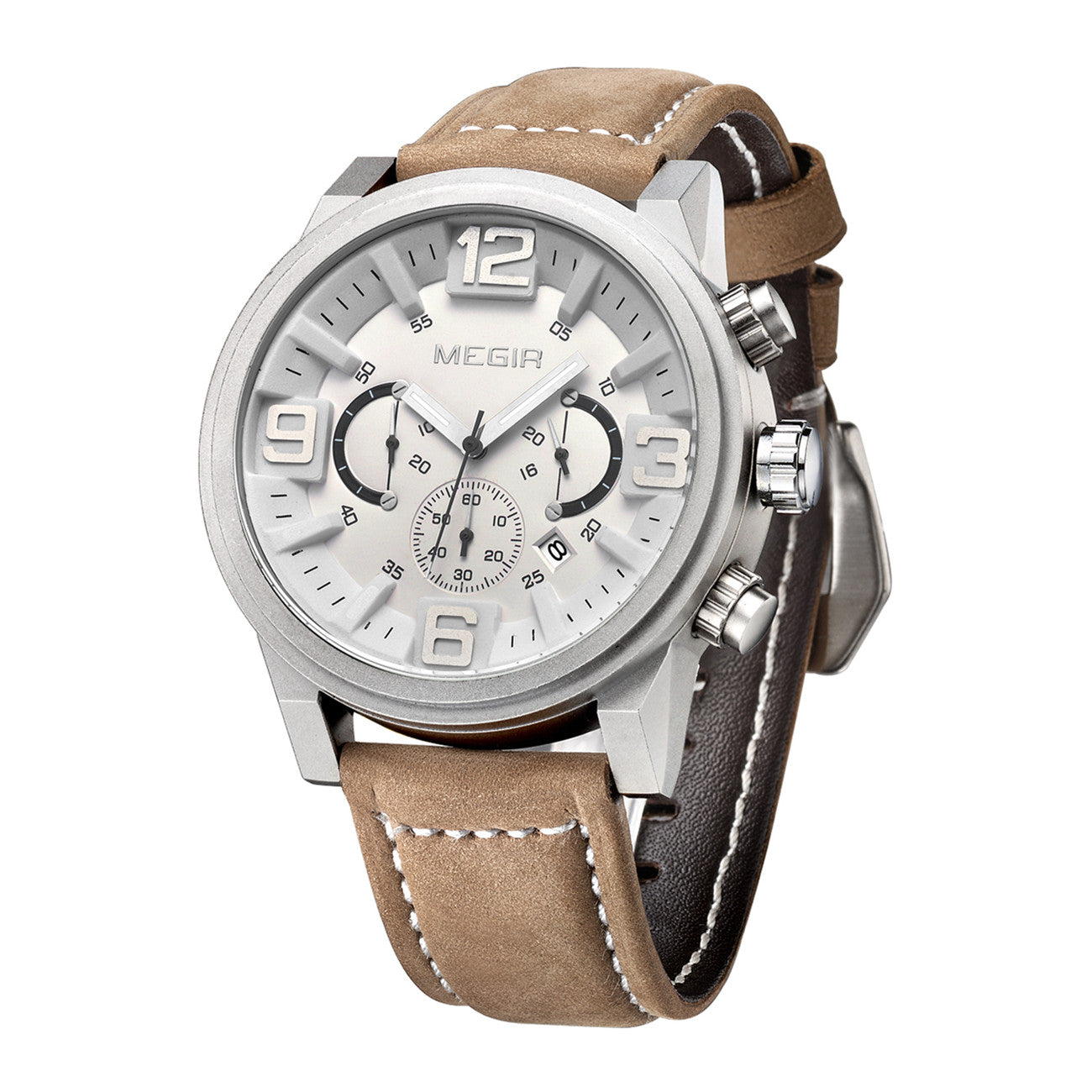 MEGIR Luxury Watches for Men Quartz Chronograph Waterproof Calendar Luminous Sport Military Wristwatch Clock Reloj Hombre 3010