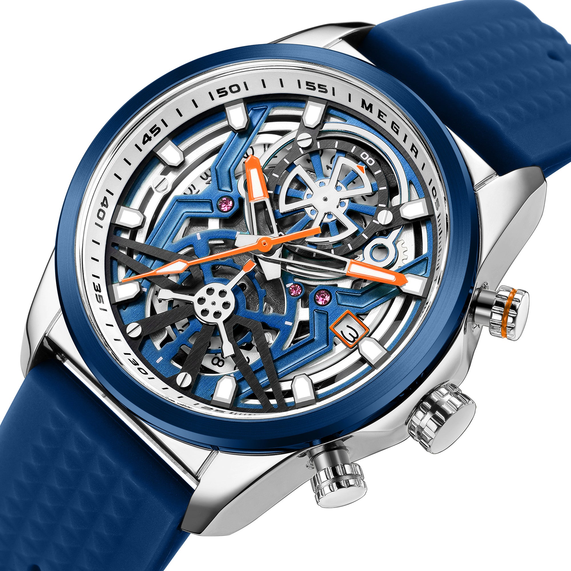 MEGIR Men's Watch Chronograph Fashion Quartz Wristwatch Waterproof Luminous Sports Military Watches Clock with Auto Date 2235