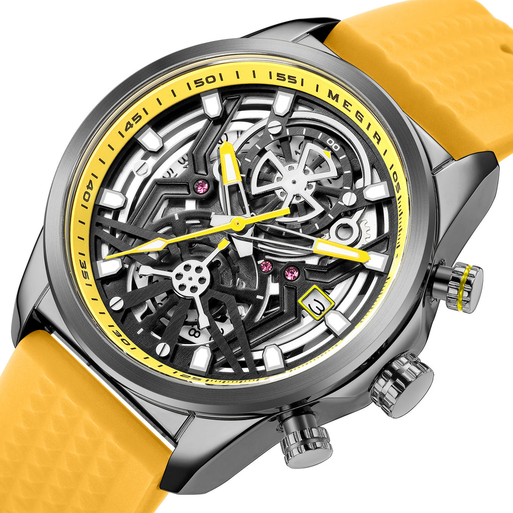 MEGIR Men's Watch Chronograph Fashion Quartz Wristwatch Waterproof Luminous Sports Military Watches Clock with Auto Date 2235