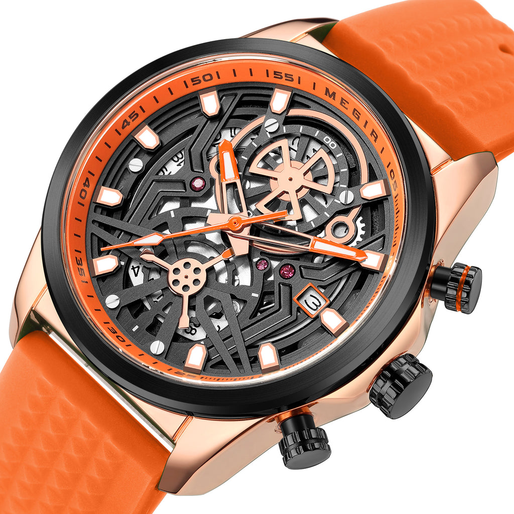 MEGIR Men's Watch Chronograph Fashion Quartz Wristwatch Waterproof Luminous Sports Military Watches Clock with Auto Date 2235