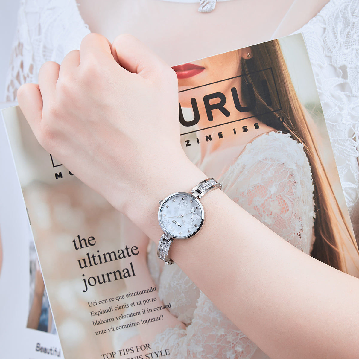 MEGIR Watch for Women Luxury Diamond Ladies Quartz Wristwatches Steel Women Bracelet Watches Female Dress Clock Relogio Feminino 7018