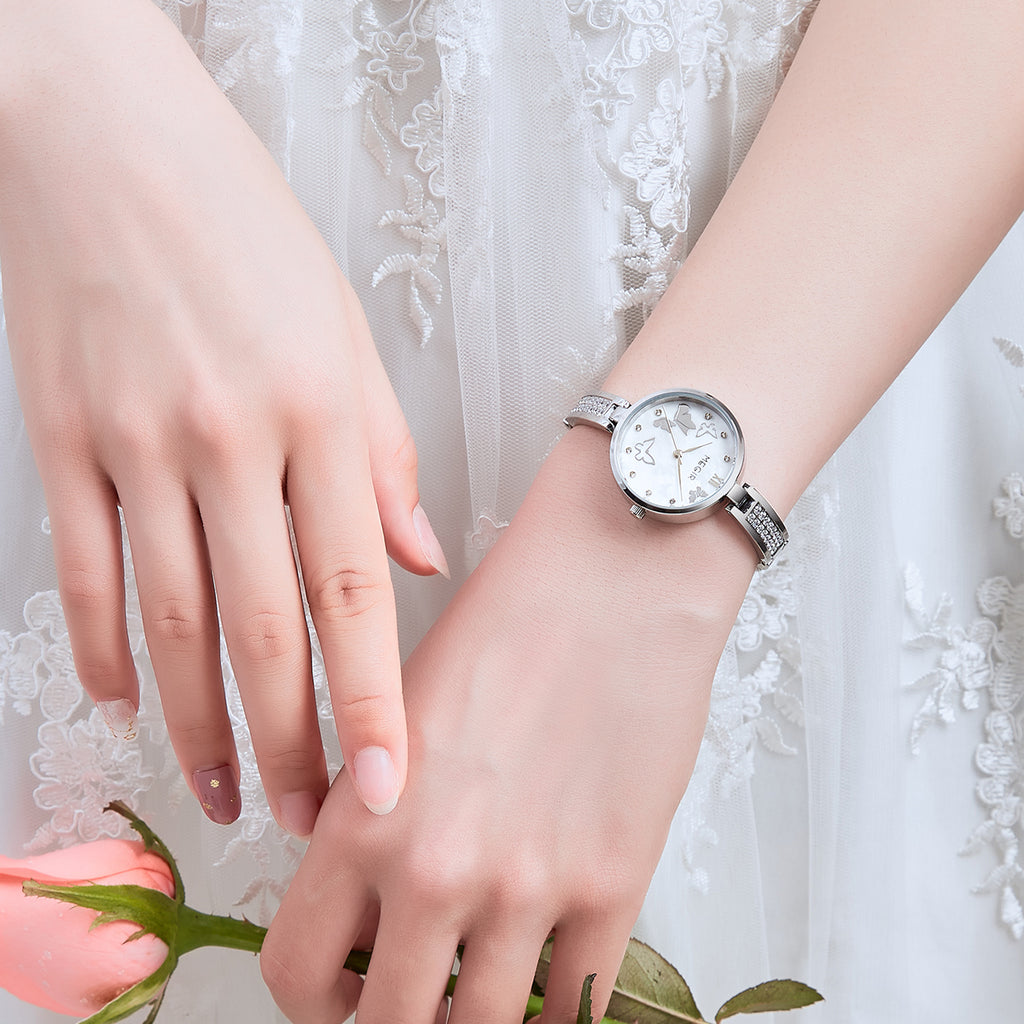 MEGIR Watch for Women Luxury Diamond Ladies Quartz Wristwatches Steel Women Bracelet Watches Female Dress Clock Relogio Feminino 7018