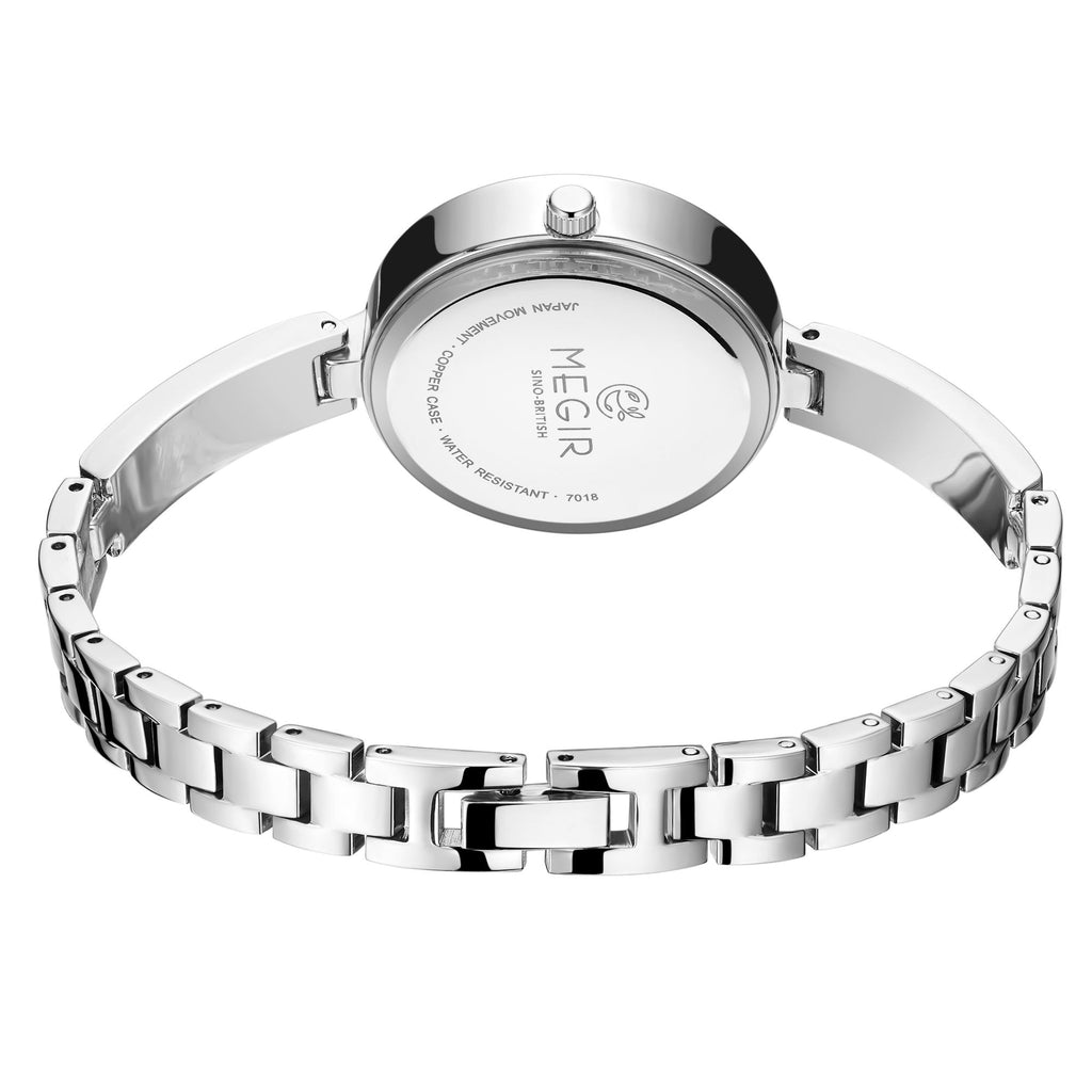 MEGIR Watch for Women Luxury Diamond Ladies Quartz Wristwatches Steel Women Bracelet Watches Female Dress Clock Relogio Feminino 7018