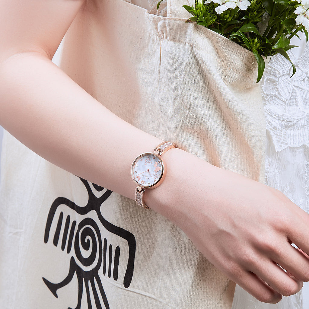 MEGIR Watch for Women Luxury Diamond Ladies Quartz Wristwatches Steel Women Bracelet Watches Female Dress Clock Relogio Feminino 7018