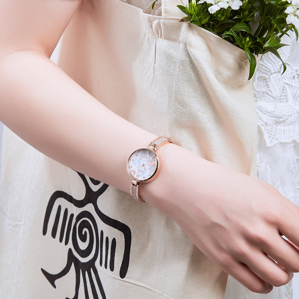 MEGIR Watch for Women Luxury Diamond Ladies Quartz Wristwatches Steel Women Bracelet Watches Female Dress Clock Relogio Feminino 7018