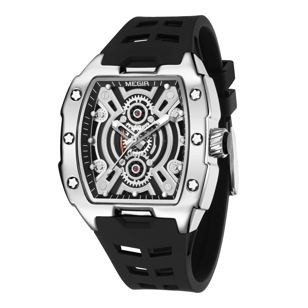 MEGIR Sport Watches for Men Waterproof Male Military Quartz Wristwatch Silicone Strap Large Dial Luminous Watch Montre Homme 8116