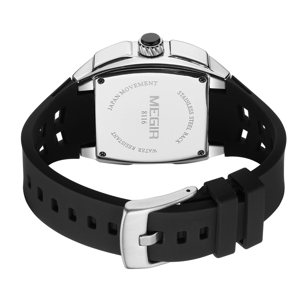 MEGIR Sport Watches for Men Waterproof Male Military Quartz Wristwatch Silicone Strap Large Dial Luminous Watch Montre Homme 8116