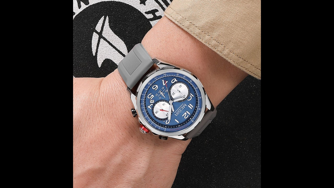 MEGIR Men Watches Luxury Quartz Wristwatch Gray Waterproof Military Sports Chronograph Silicone Strap Clock Montre Homme 2230