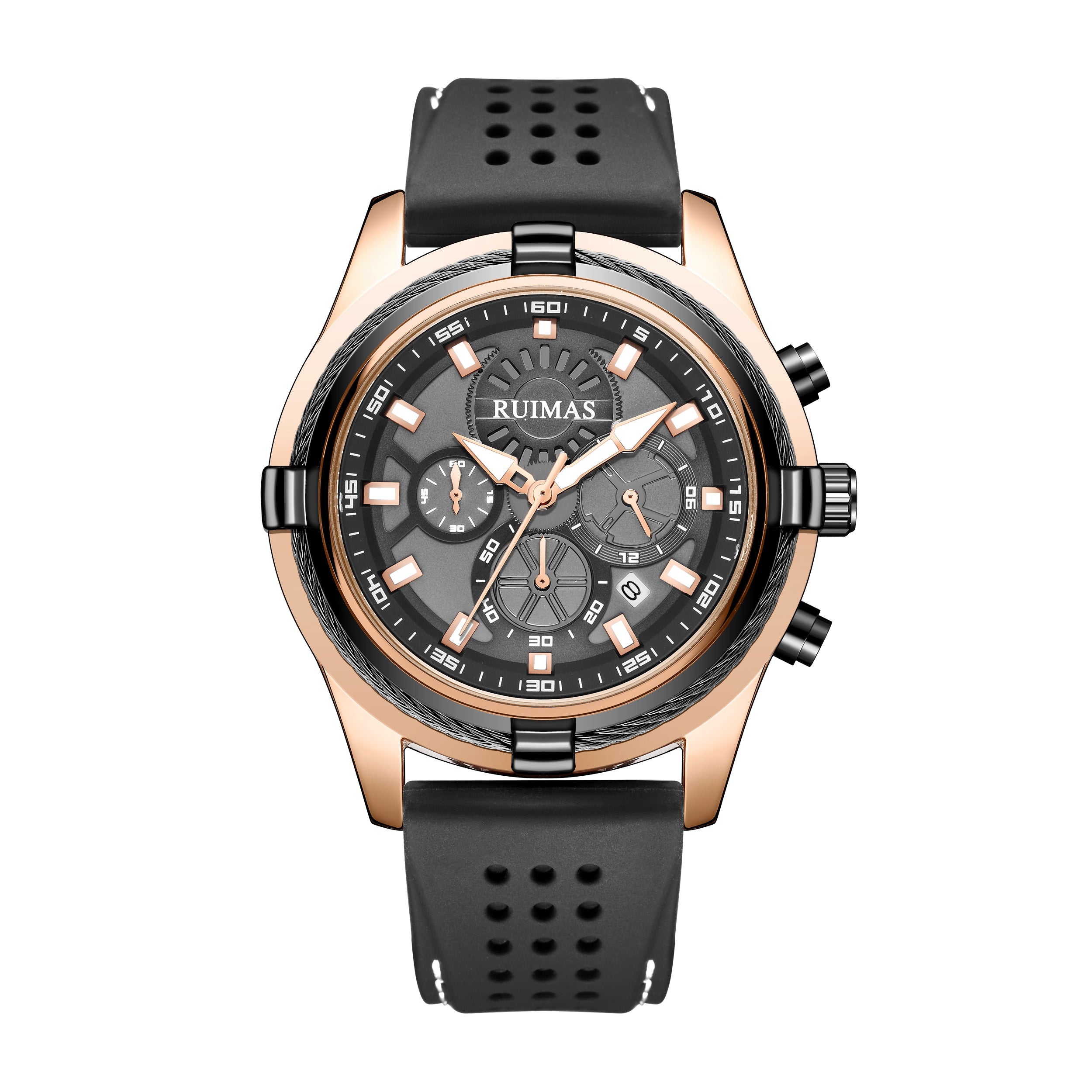 RUIMAS Top Luxury Quartz Wristwatches Men Silicone Large Dial  Military Sports Watches Waterproof Luminous Date Reloj Hombre 311