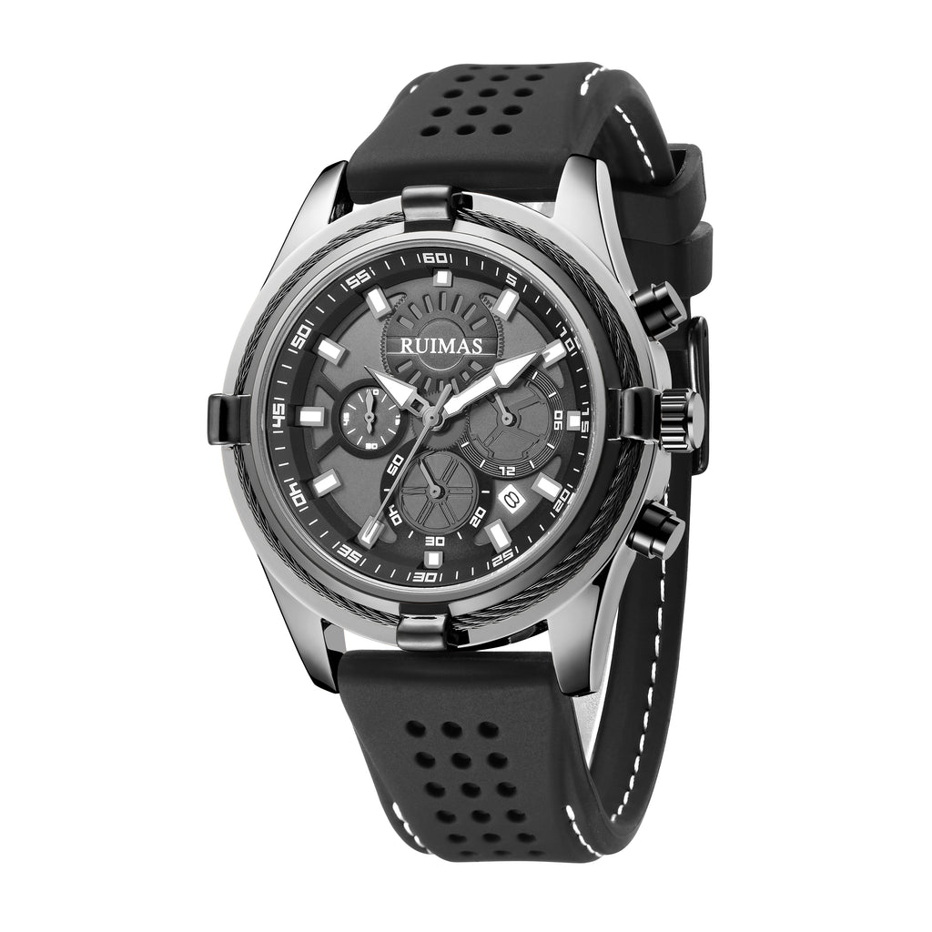 RUIMAS Top Luxury Quartz Wristwatches Men Silicone Large Dial  Military Sports Watches Waterproof Luminous Date Reloj Hombre 311