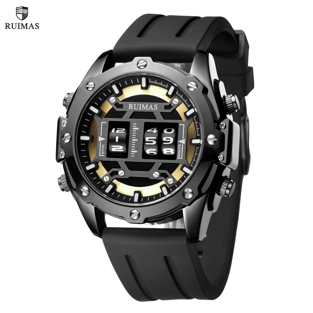 RUIMAS Mens Watches Roller Pointer Sports Quartz WristWatch Fashion  Luxury Silicone Strap Waterproof Relogio Masculino 553