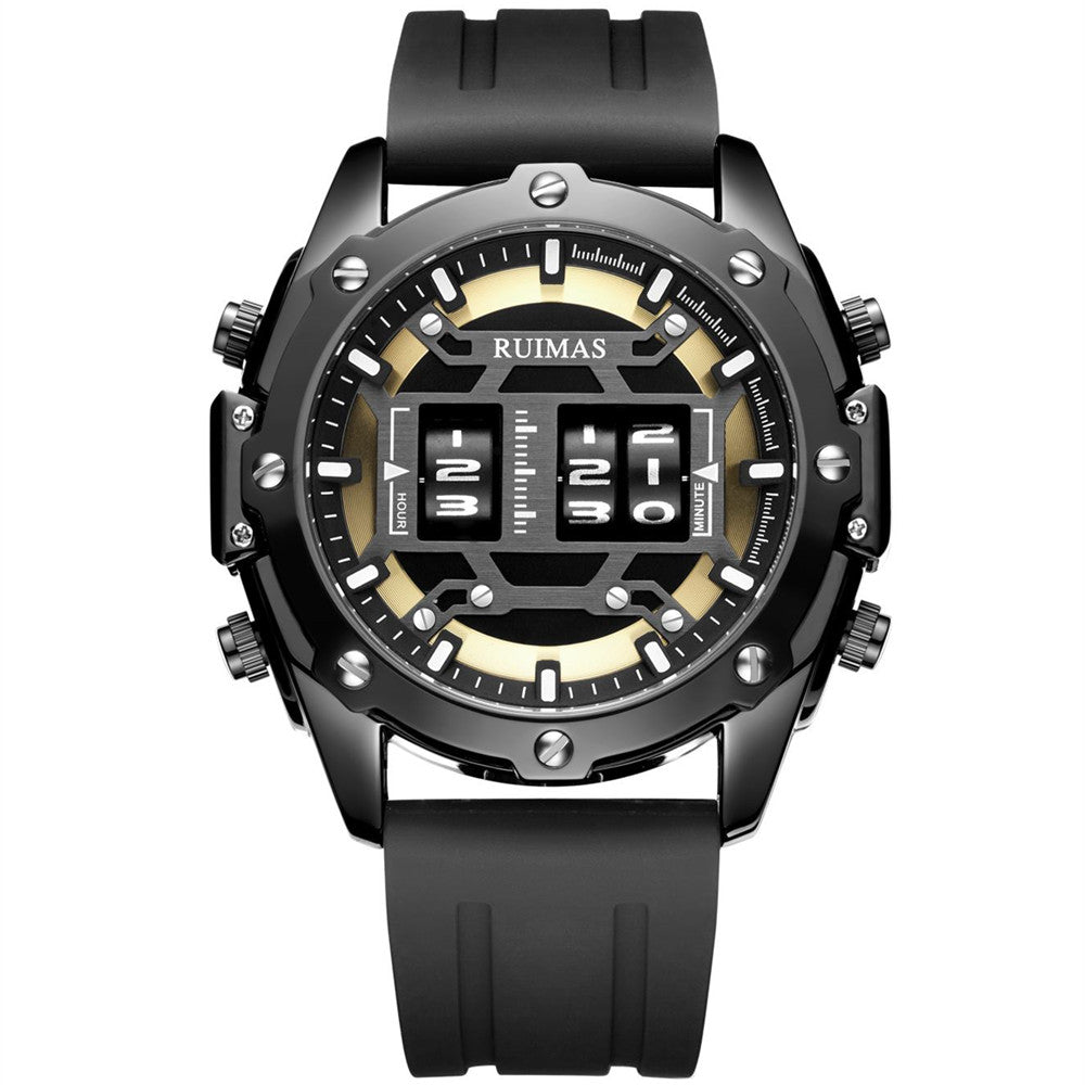 RUIMAS Mens Watches Roller Pointer Sports Quartz WristWatch Fashion  Luxury Silicone Strap Waterproof Relogio Masculino 553