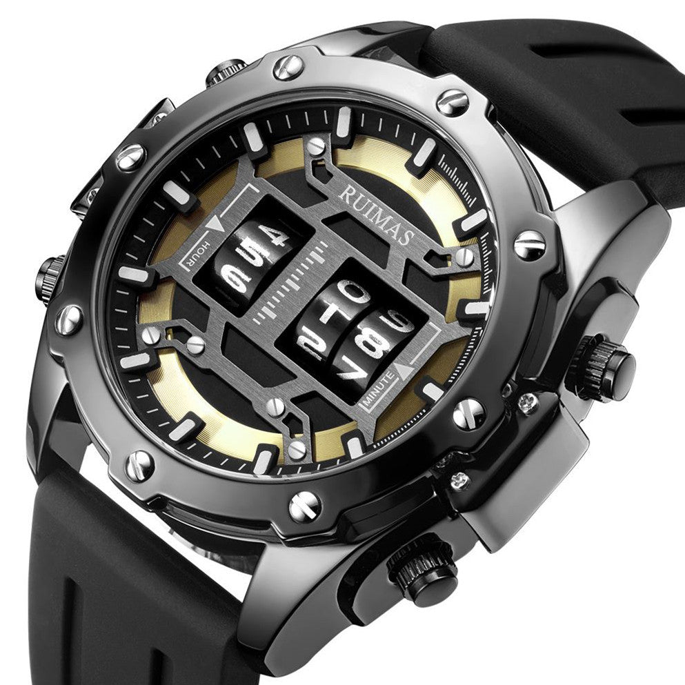 RUIMAS Mens Watches Roller Pointer Sports Quartz WristWatch Fashion  Luxury Silicone Strap Waterproof Relogio Masculino 553