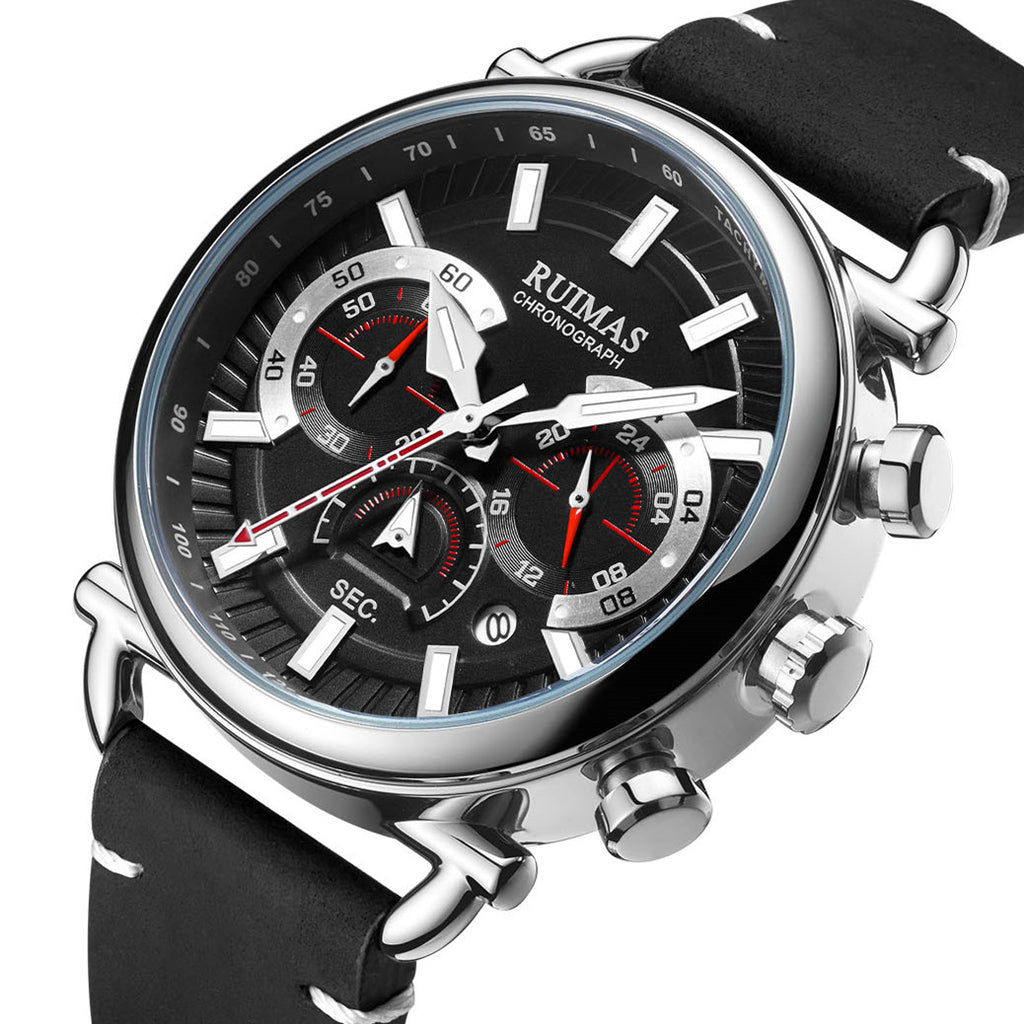 RUIMAS Men Luxury Sport Watches Leather Bracelet Quartz Wristwatch Luminous Clock Watch Calendar Relogio Masculino 585