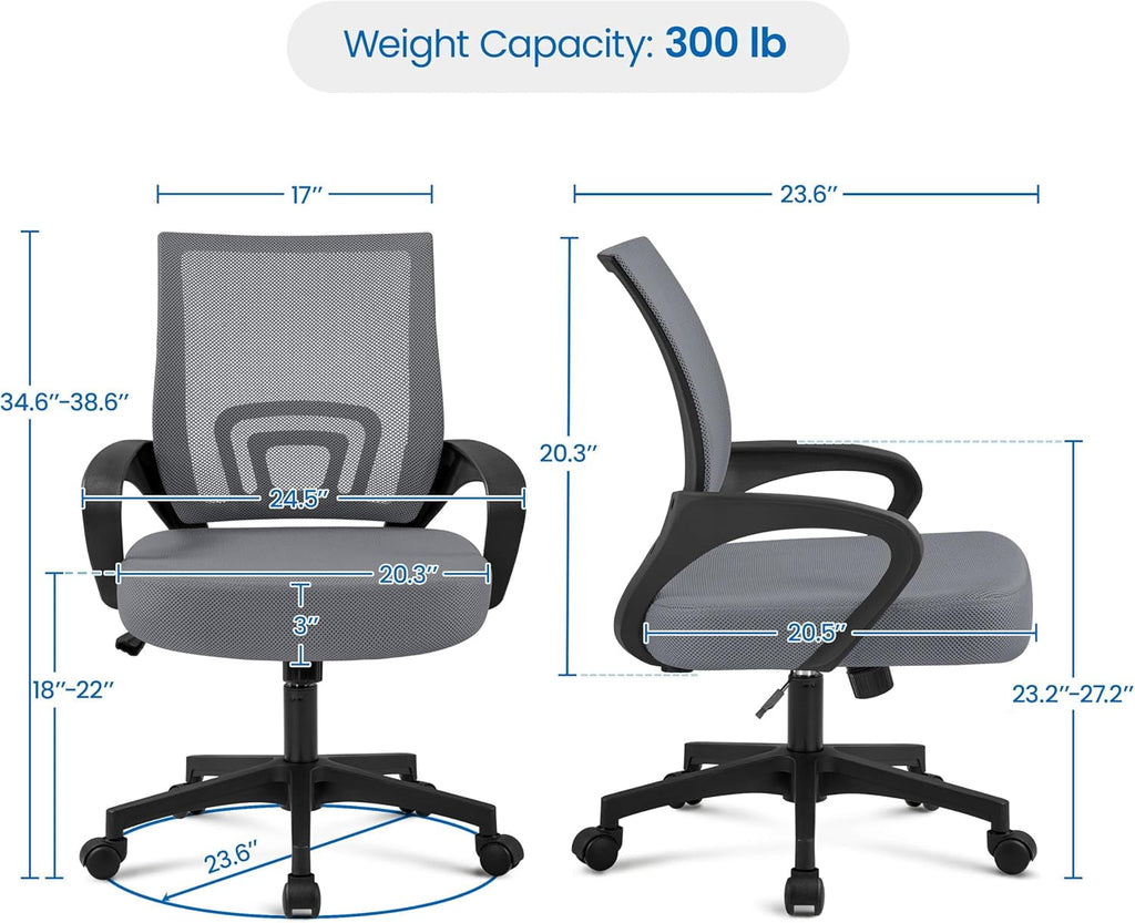 2 Pack Ergonomic Mesh Office Chairs With 360 Degree Rolling Casters Dark Gray For Home Office
