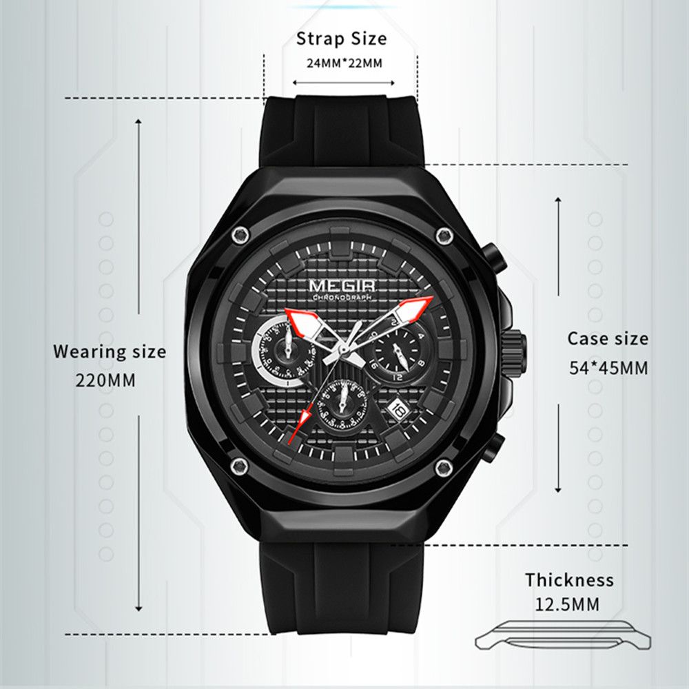 MEGIR Brand Men Quartz Watch Luxury Sport Wristwatches Waterproof Luminous 24 Hours Chronograph Clock Date Reloj Hombre 8118
